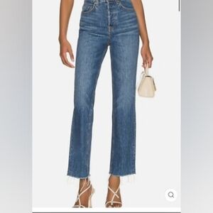 GRLFRND The Cassidy Mid Rise Straight Leg Blue Jeans Raw Size Women's 24 Casual